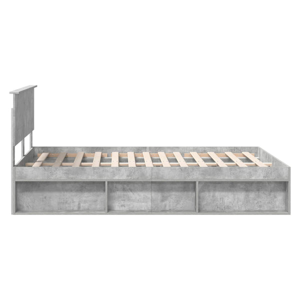vidaXL Bed Frame with Headboard Concrete Grey 150 x 200 cm Engineered Wood