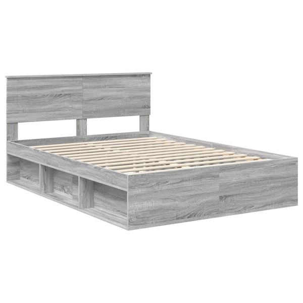 vidaXL Bed Frame Sonoma Grey 150 x 200 cm Engineered Wood