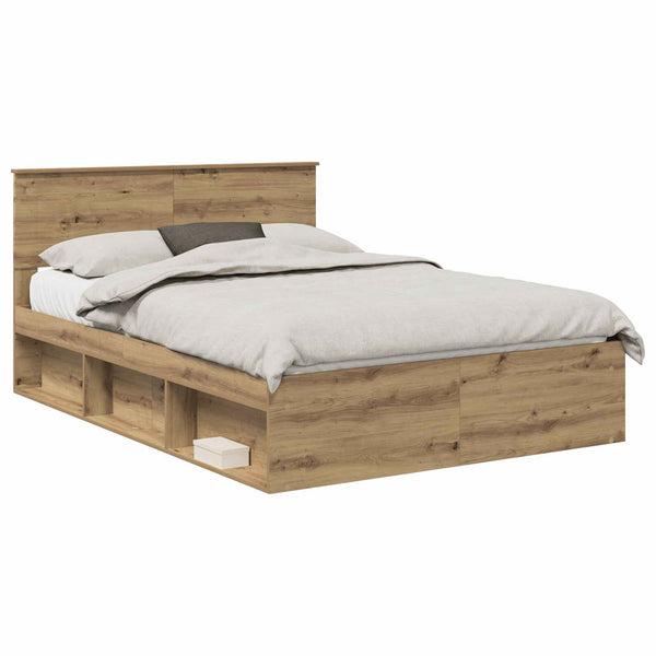 vidaXL Bed Frame Crafted Oak 150 x 200 cm Engineered Wood