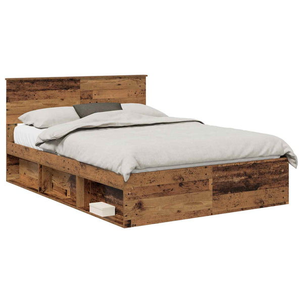 vidaXL Bed Frame with Headboard Reclaimed Wood 140 x 190 cm Engineered Wood