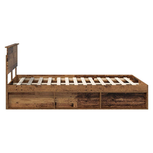 vidaXL Bed Frame with Headboard Reclaimed Wood 140 x 190 cm Engineered Wood