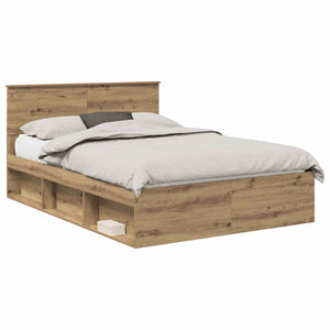 vidaXL Bed Frame Crafted Oak 140 x 190 cm Engineered Wood