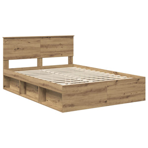 vidaXL Bed Frame Crafted Oak 140 x 190 cm Engineered Wood