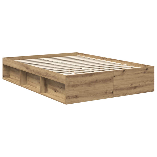 vidaXL Bed Frame Crafted Oak 140 x 190 cm Engineered Wood