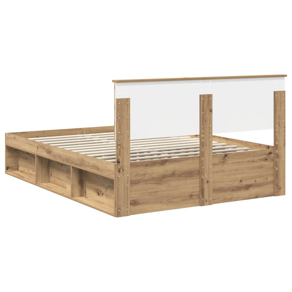 vidaXL Bed Frame Crafted Oak 140 x 190 cm Engineered Wood