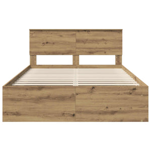 vidaXL Bed Frame Crafted Oak 140 x 190 cm Engineered Wood
