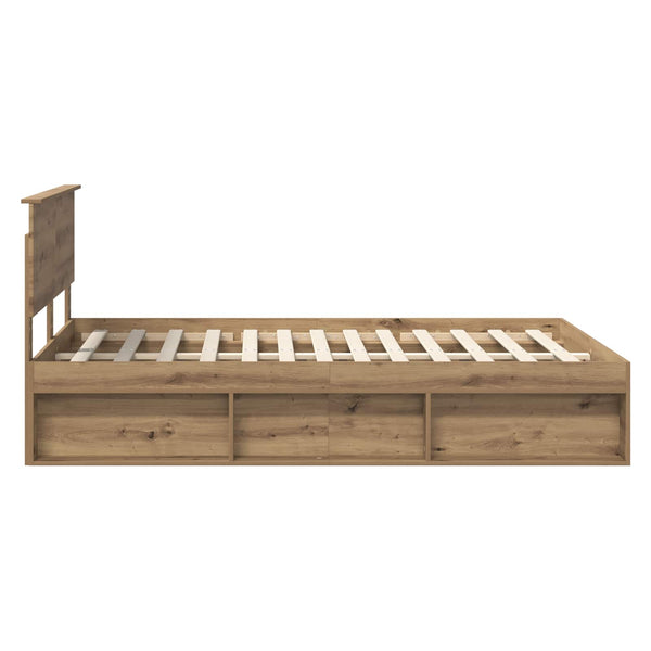 vidaXL Bed Frame Crafted Oak 140 x 190 cm Engineered Wood