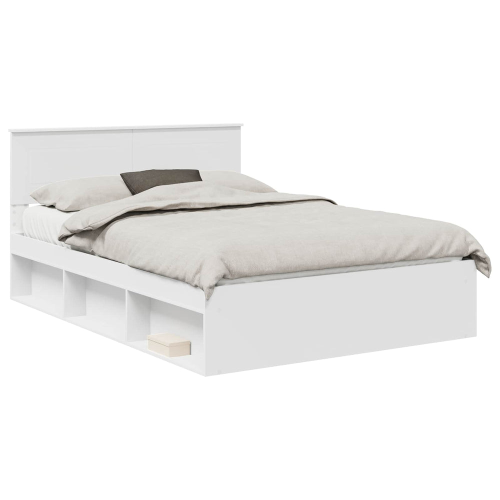 vidaXL Bed Frame with Headboard White 140 x 200 cm Engineered Wood