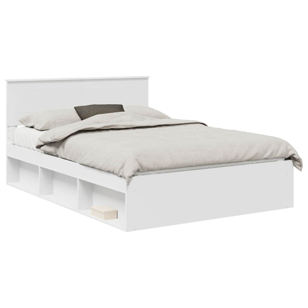 vidaXL Bed Frame with Headboard White 140 x 200 cm Engineered Wood