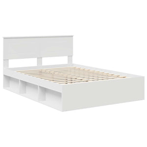 vidaXL Bed Frame with Headboard White 140 x 200 cm Engineered Wood