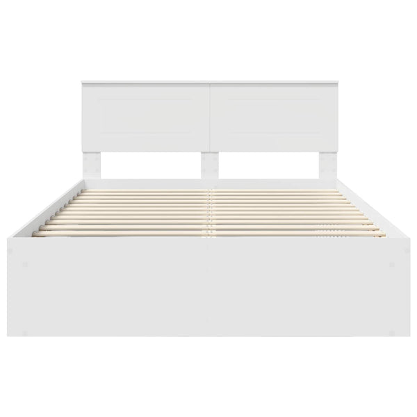 vidaXL Bed Frame with Headboard White 140 x 200 cm Engineered Wood