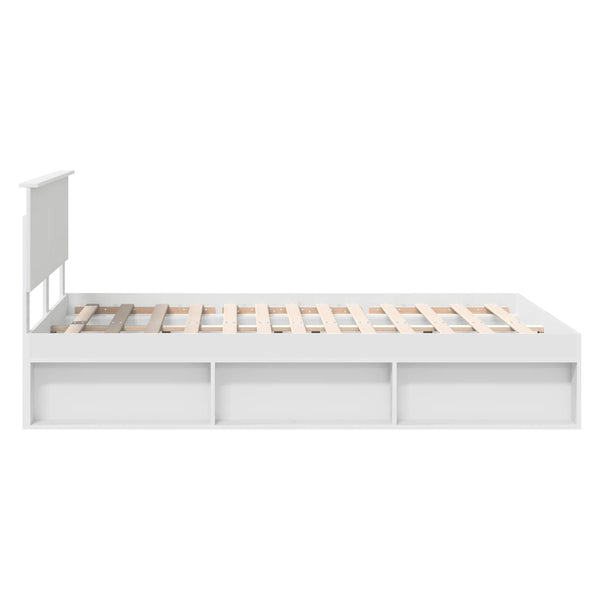 vidaXL Bed Frame with Headboard White 140 x 200 cm Engineered Wood