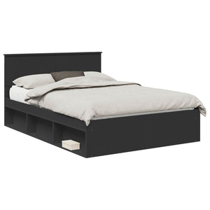 vidaXL Bed Frame with Headboard Black 140x200 cm Engineered Wood