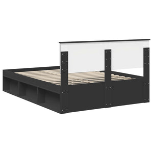 vidaXL Bed Frame with Headboard Black 140x200 cm Engineered Wood