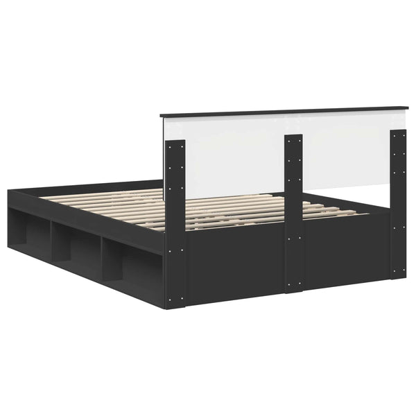vidaXL Bed Frame with Headboard Black 140x200 cm Engineered Wood