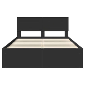 vidaXL Bed Frame with Headboard Black 140x200 cm Engineered Wood