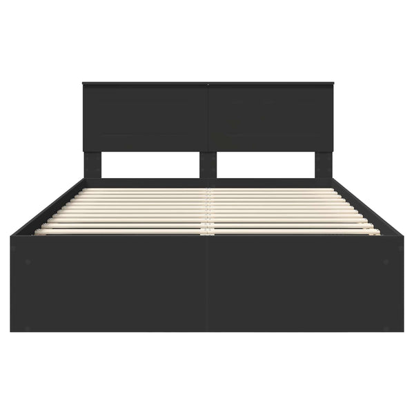 vidaXL Bed Frame with Headboard Black 140x200 cm Engineered Wood