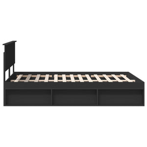 vidaXL Bed Frame with Headboard Black 140x200 cm Engineered Wood