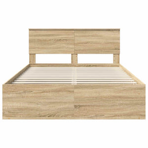 vidaXL Bed Frame with Headboard Sonoma 140 x 200 cm Engineered Wood