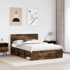 vidaXL Bed Frame Smoked Oak 140 x 200 cm Engineered Wood