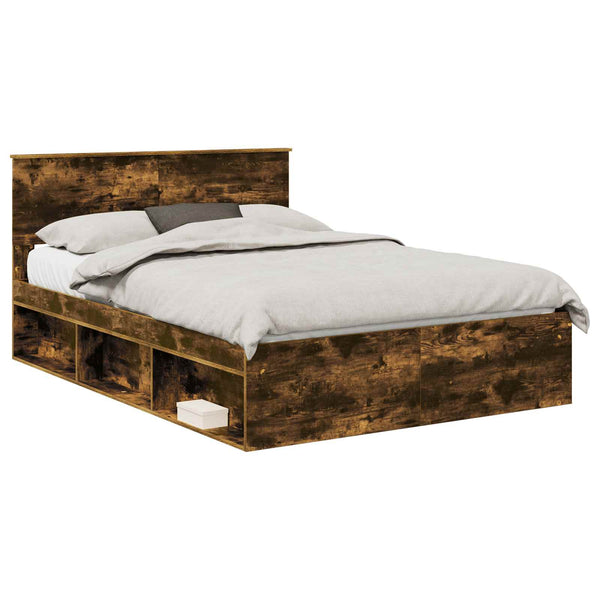 vidaXL Bed Frame Smoked Oak 140 x 200 cm Engineered Wood