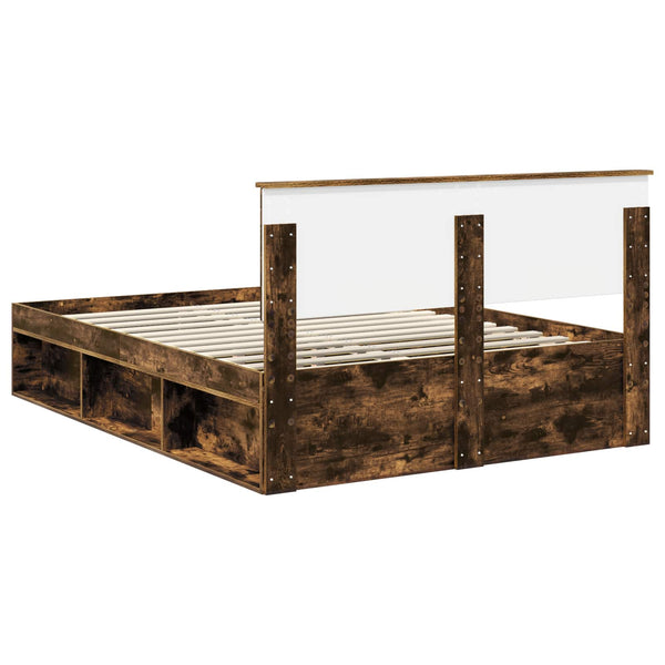 vidaXL Bed Frame Smoked Oak 140 x 200 cm Engineered Wood