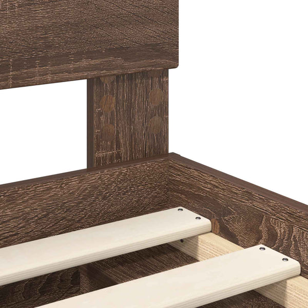vidaXL Bed Frame Brown Oak Look 140 x 200 cm Engineered Wood