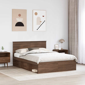 vidaXL Bed Frame Brown Oak Look 140 x 200 cm Engineered Wood