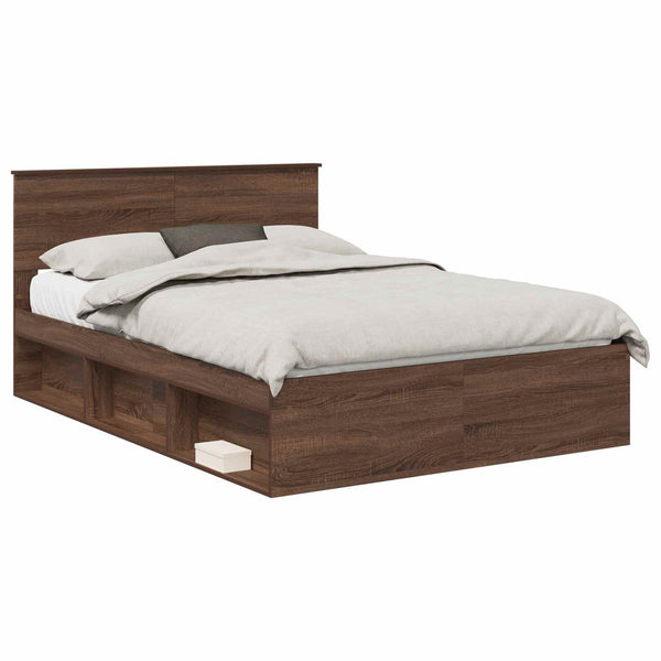 vidaXL Bed Frame Brown Oak Look 140 x 200 cm Engineered Wood