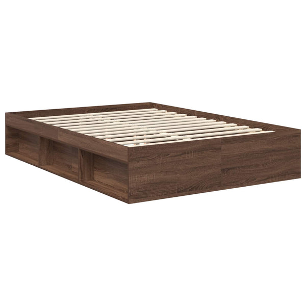 vidaXL Bed Frame Brown Oak Look 140 x 200 cm Engineered Wood