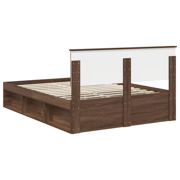 vidaXL Bed Frame Brown Oak Look 140 x 200 cm Engineered Wood