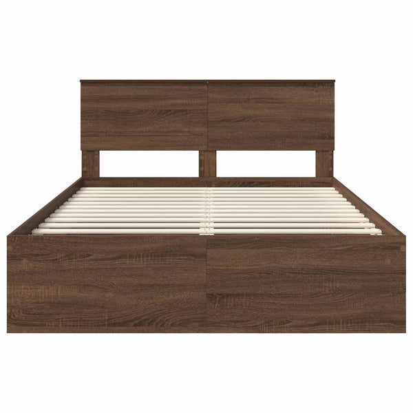 vidaXL Bed Frame Brown Oak Look 140 x 200 cm Engineered Wood
