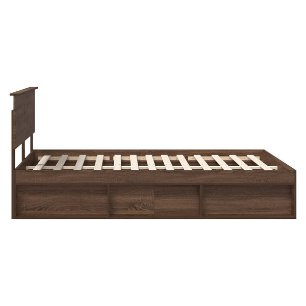 vidaXL Bed Frame Brown Oak Look 140 x 200 cm Engineered Wood
