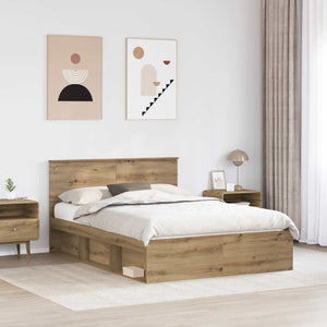 vidaXL Bed Frame Crafted Oak 140 x 200 cm Engineered Wood