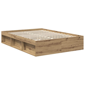 vidaXL Bed Frame Crafted Oak 140 x 200 cm Engineered Wood