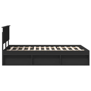vidaXL Bed Frame with Headboard Black 135 x 190 cm Engineered Wood