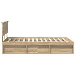 vidaXL Bed Frame with Headboard Sonoma Oak 135 x 190 cm Engineered Wood