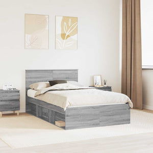 vidaXL Bed Frame Grey Sonoma 135 x 190 cm Engineered Wood