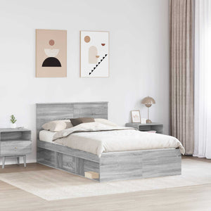 vidaXL Bed Frame Grey Sonoma 135 x 190 cm Engineered Wood