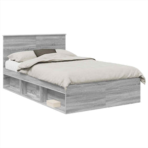 vidaXL Bed Frame Grey Sonoma 135 x 190 cm Engineered Wood