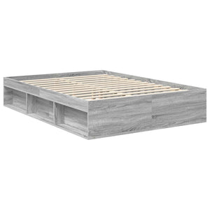 vidaXL Bed Frame Grey Sonoma 135 x 190 cm Engineered Wood