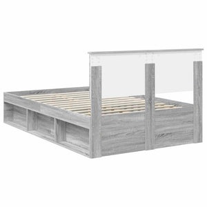 vidaXL Bed Frame Grey Sonoma 135 x 190 cm Engineered Wood