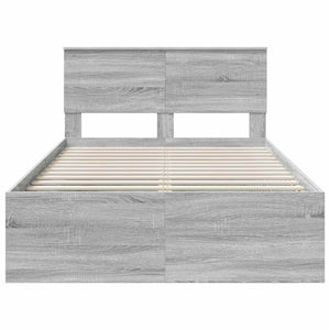 vidaXL Bed Frame Grey Sonoma 135 x 190 cm Engineered Wood