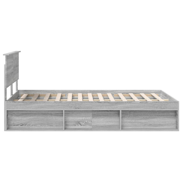 vidaXL Bed Frame Grey Sonoma 135 x 190 cm Engineered Wood