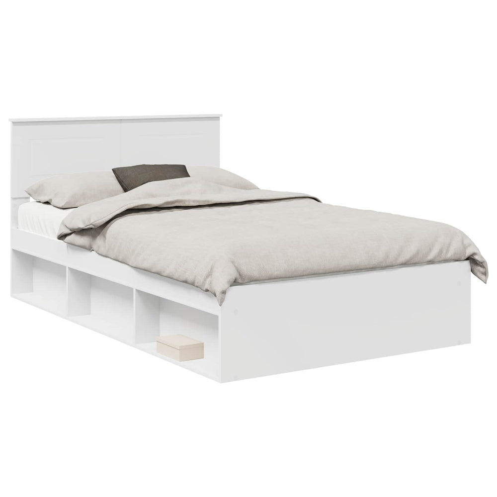 vidaXL Bed Frame with Headboard White 120 x 190 cm Engineered Wood
