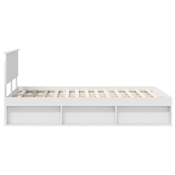 vidaXL Bed Frame with Headboard White 120 x 190 cm Engineered Wood