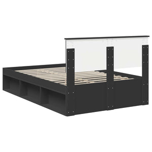 vidaXL Bed Frame with Headboard Black 120 x 190 cm Engineered Wood
