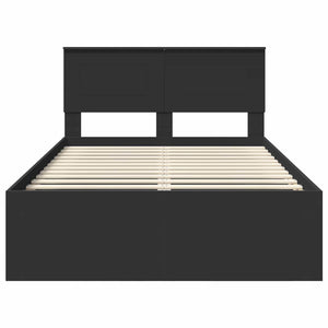 vidaXL Bed Frame with Headboard Black 120 x 190 cm Engineered Wood