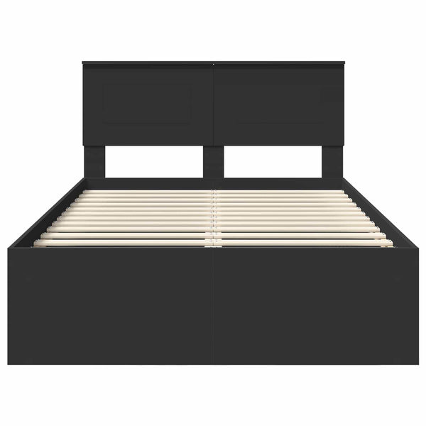 vidaXL Bed Frame with Headboard Black 120 x 190 cm Engineered Wood