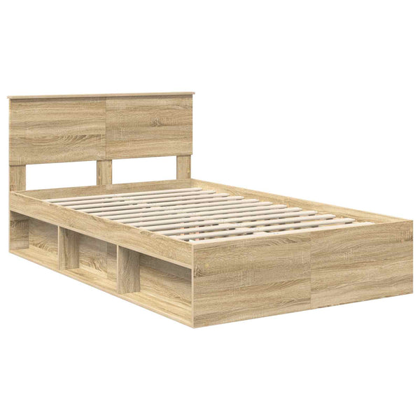 vidaXL Bed Frame with Headboard Sonoma 120 x 190 cm Engineered Wood